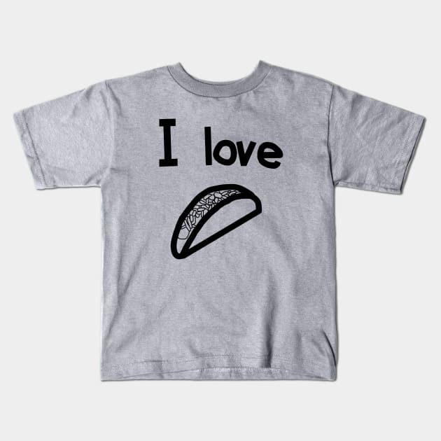 Food I Love Tacos Outline Kids T-Shirt by ellenhenryart